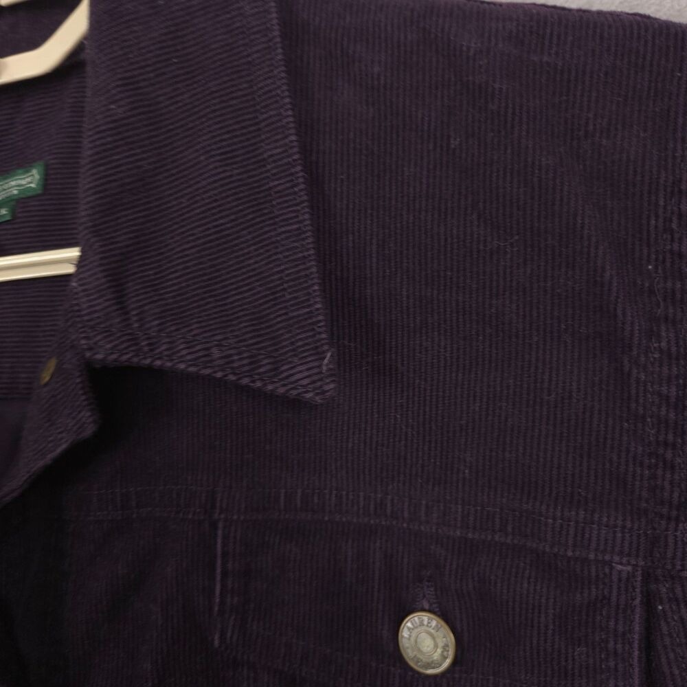 Vintage Lauren Jeans Company Corduroy Trucker Jacket Women Purple XL Y2K Retro - Picture 8 of 13